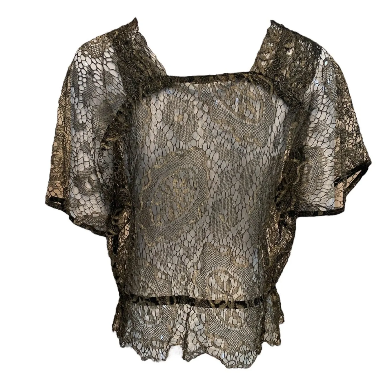 20s Gold Lamé Lace Blouse