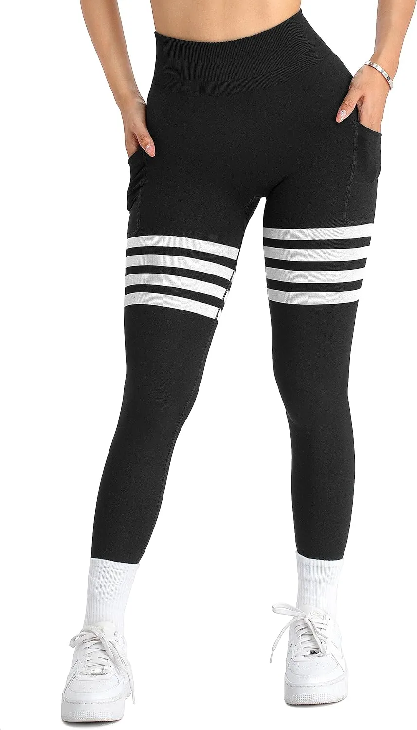 A AGROSTE Seamless Workout Leggings for Women Scrunch Butt Lifting Leggings Booty High Waisted Yoga Pants