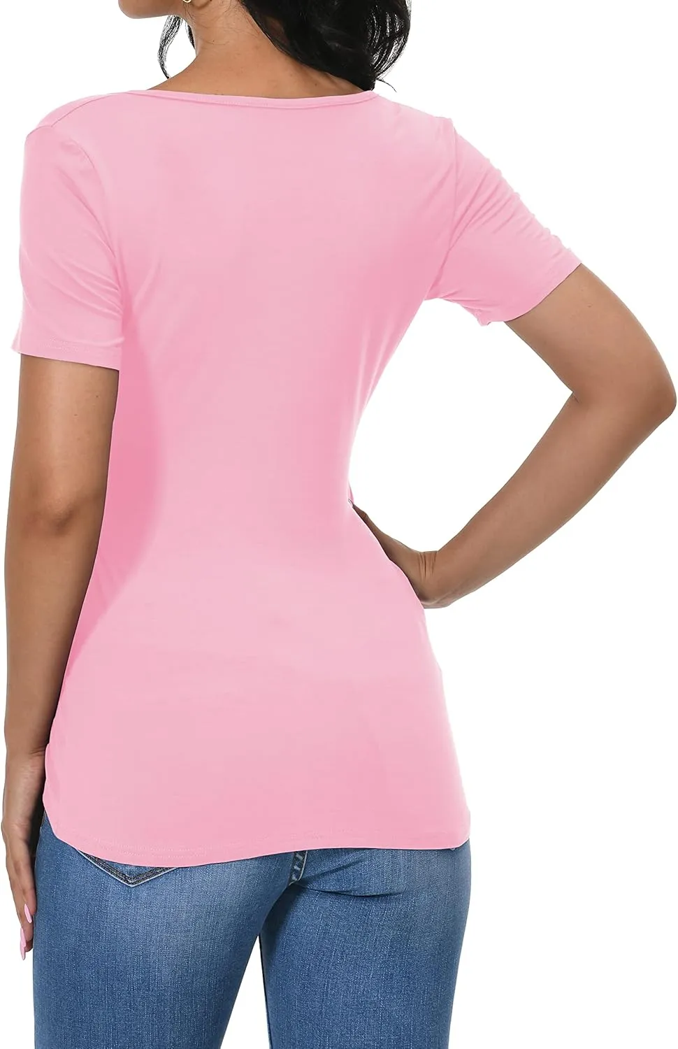 Afibi Women Deep V Neck Low Cut Long Sleeve Slim Shirt Tee Top Blouse