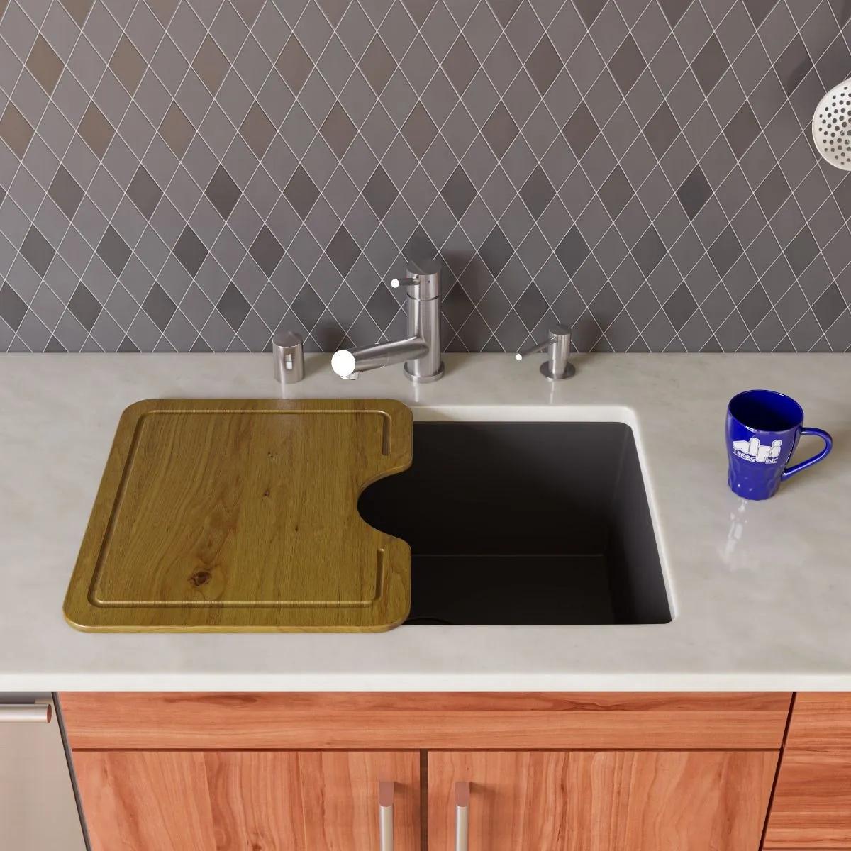 ALFI brand AB2420UM 24" Undermount Single Bowl Granite Composite Kitchen Sink