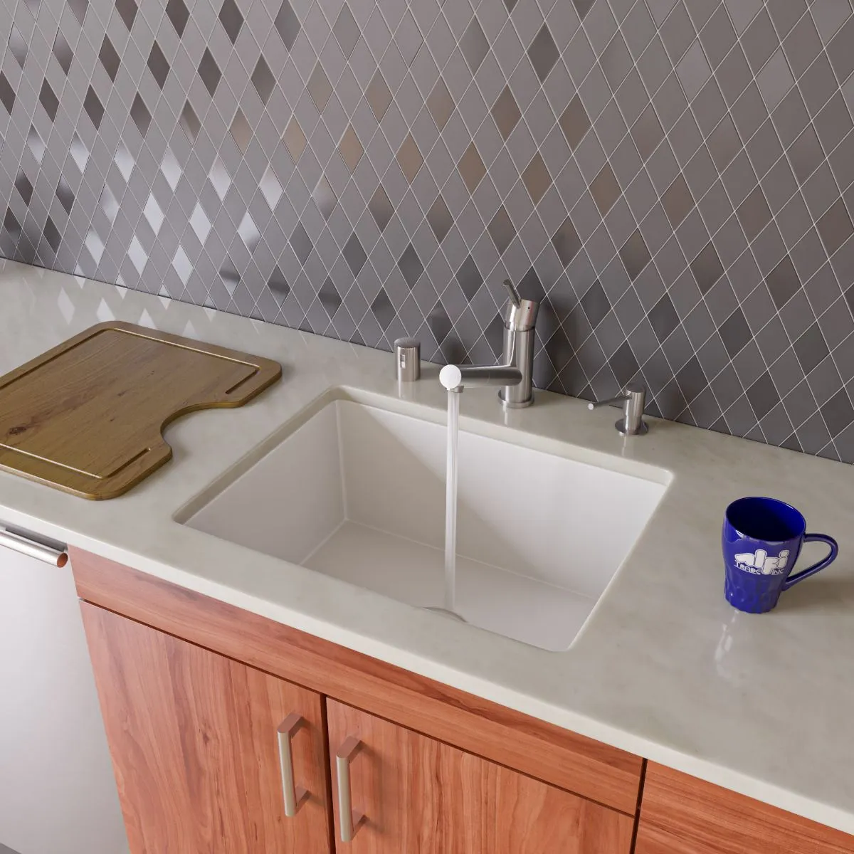 ALFI brand AB2420UM 24" Undermount Single Bowl Granite Composite Kitchen Sink