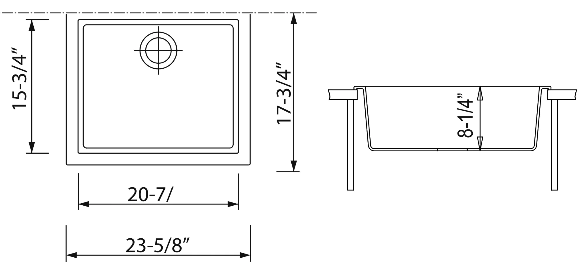 ALFI brand AB2420UM 24" Undermount Single Bowl Granite Composite Kitchen Sink