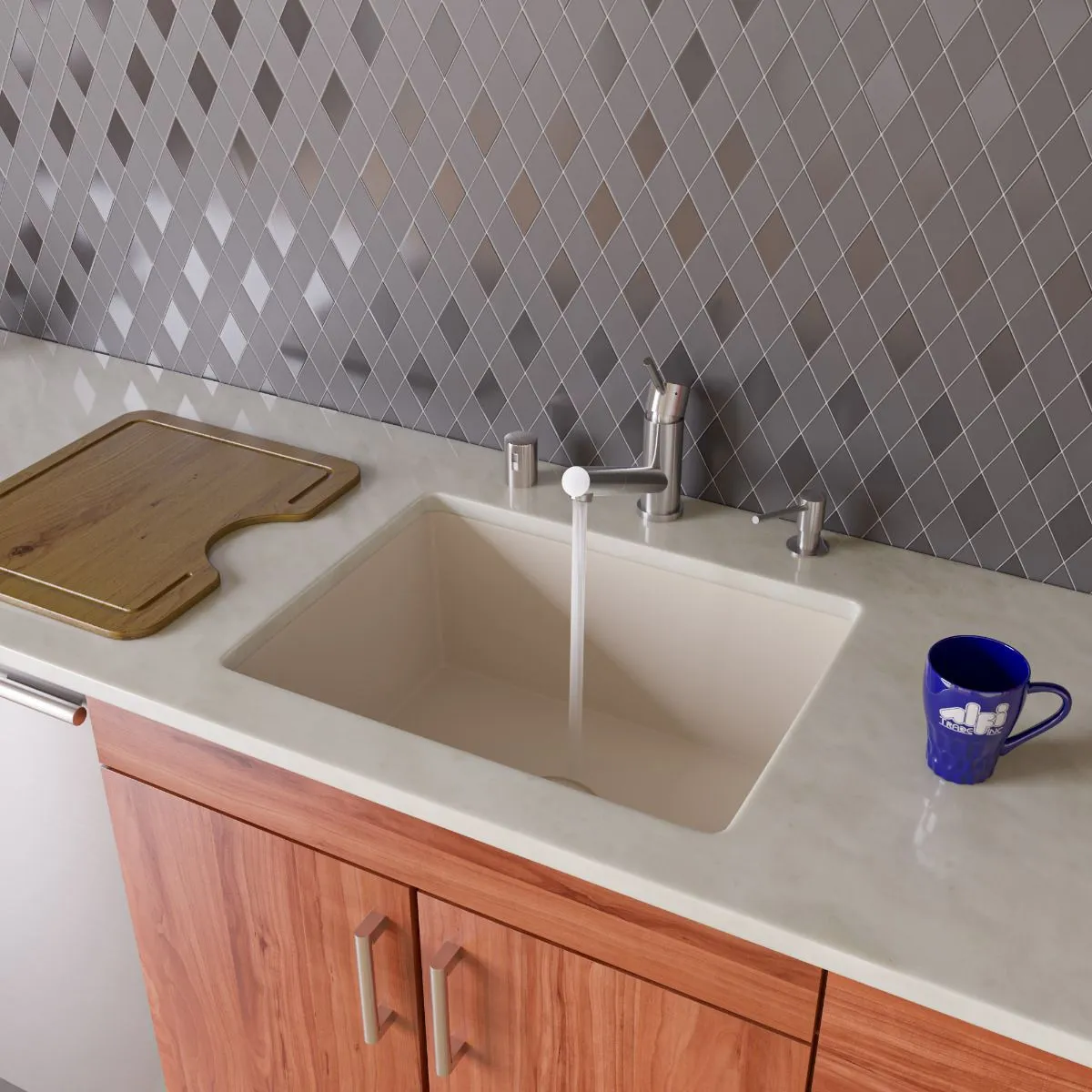 ALFI brand AB2420UM 24" Undermount Single Bowl Granite Composite Kitchen Sink