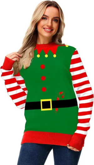 AOBUTE Women Winter Sweater Funny Printed Long Sleeve Holiday Knit Pullover