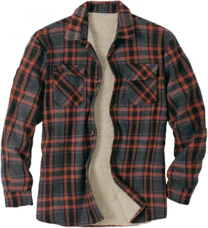 Beotyshow Mens Sherpa Fleece Lined Flannel Shirt Jacket Long Sleeve Button Down Plaid Winter Jacket