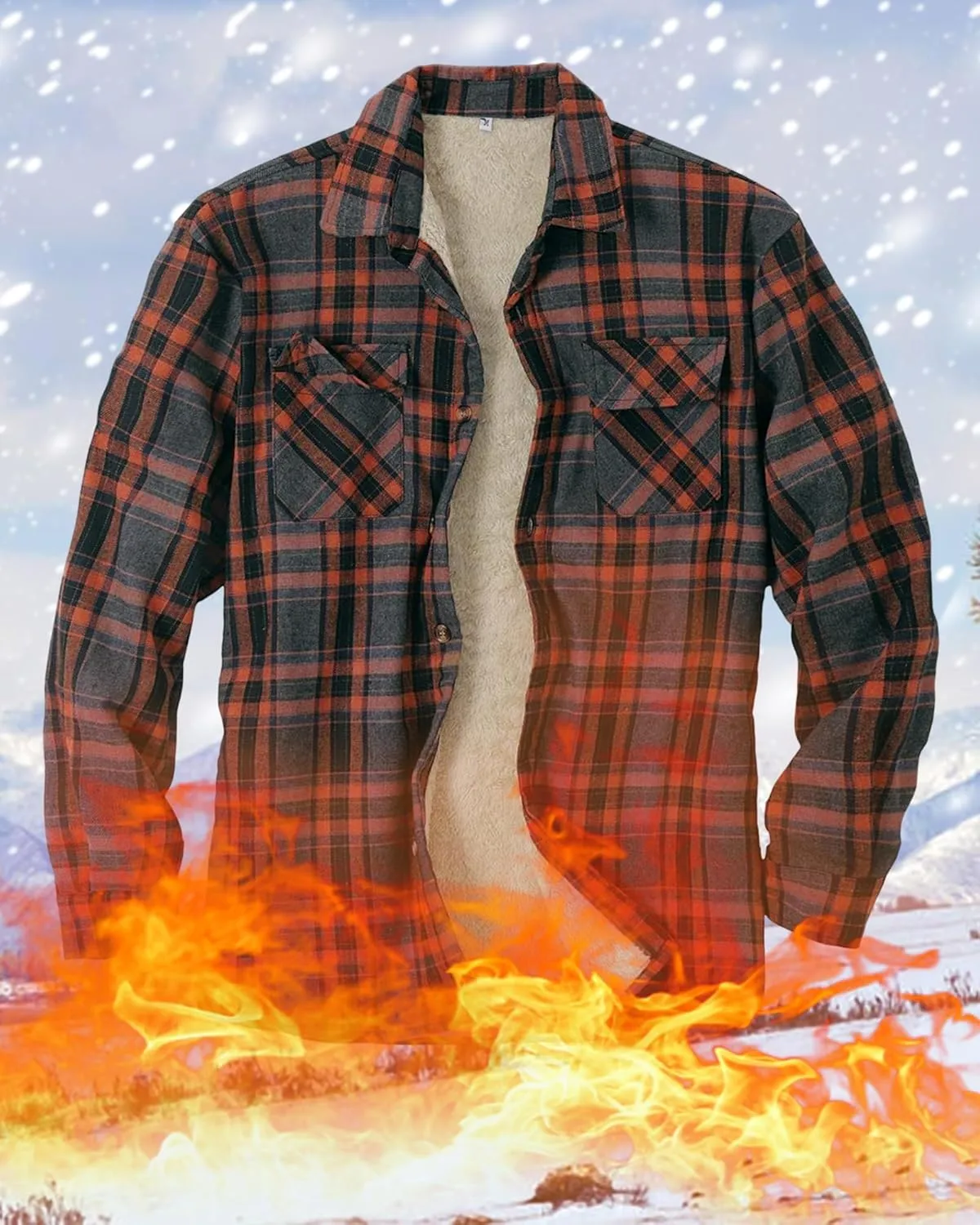 Beotyshow Mens Sherpa Fleece Lined Flannel Shirt Jacket Long Sleeve Button Down Plaid Winter Jacket