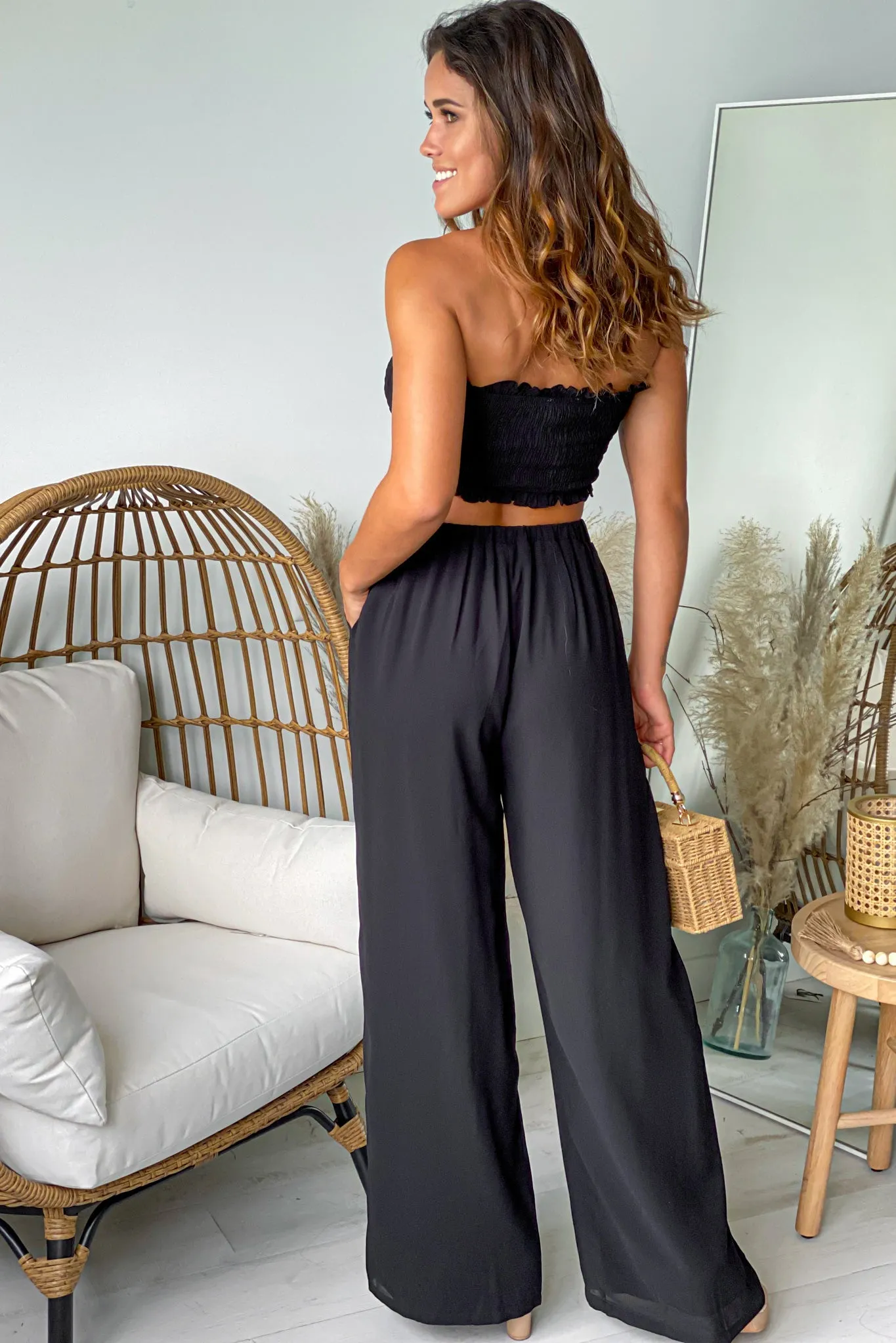 Black Top and Pants Set