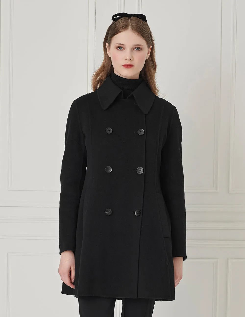 BORA AKSU Lapel Double-Breasted Waisted Woolen Coat