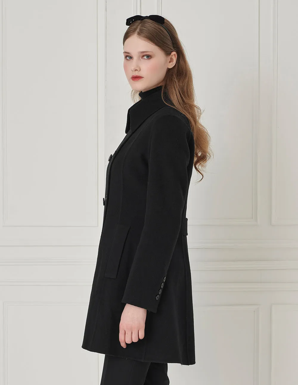 BORA AKSU Lapel Double-Breasted Waisted Woolen Coat