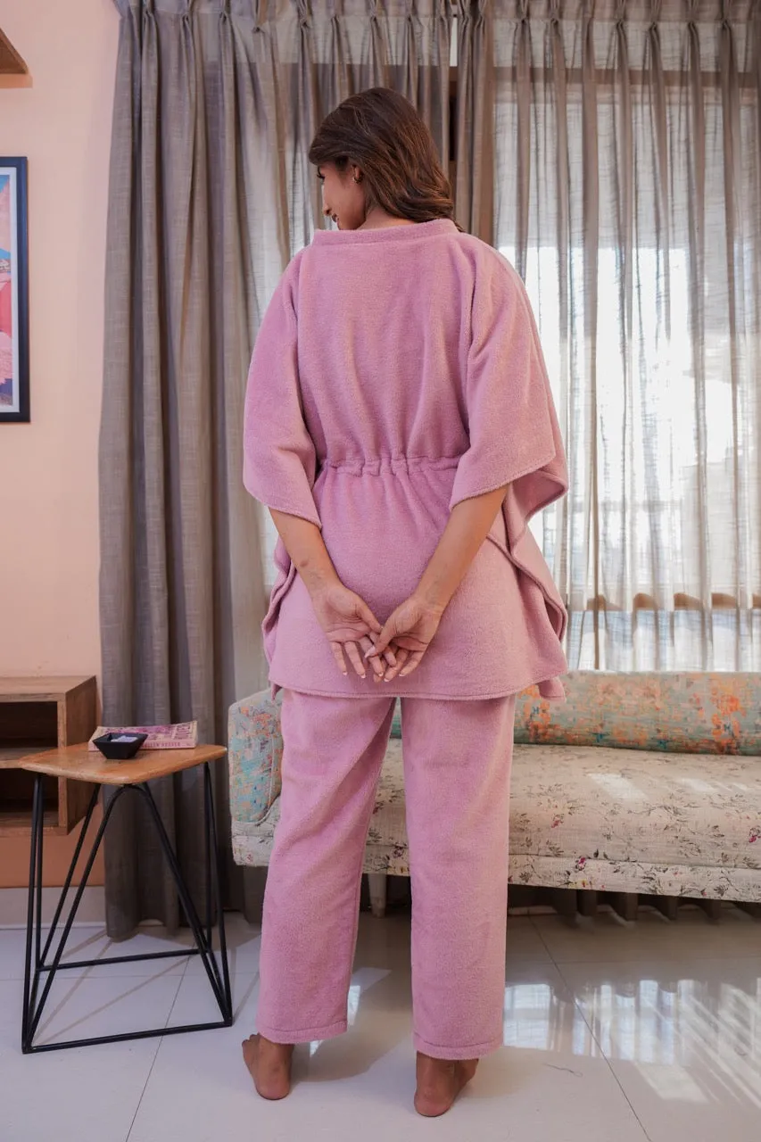 Candy Pink Super Soft Woollen Kaftan Set