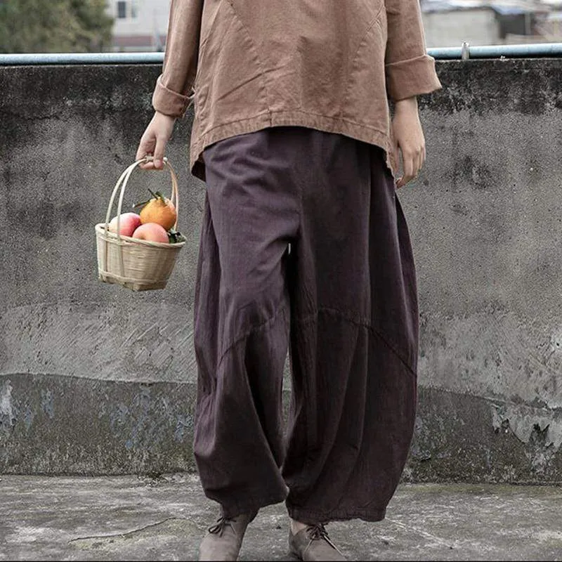 Cotton Linen Vintage Harem Pants | Lotus