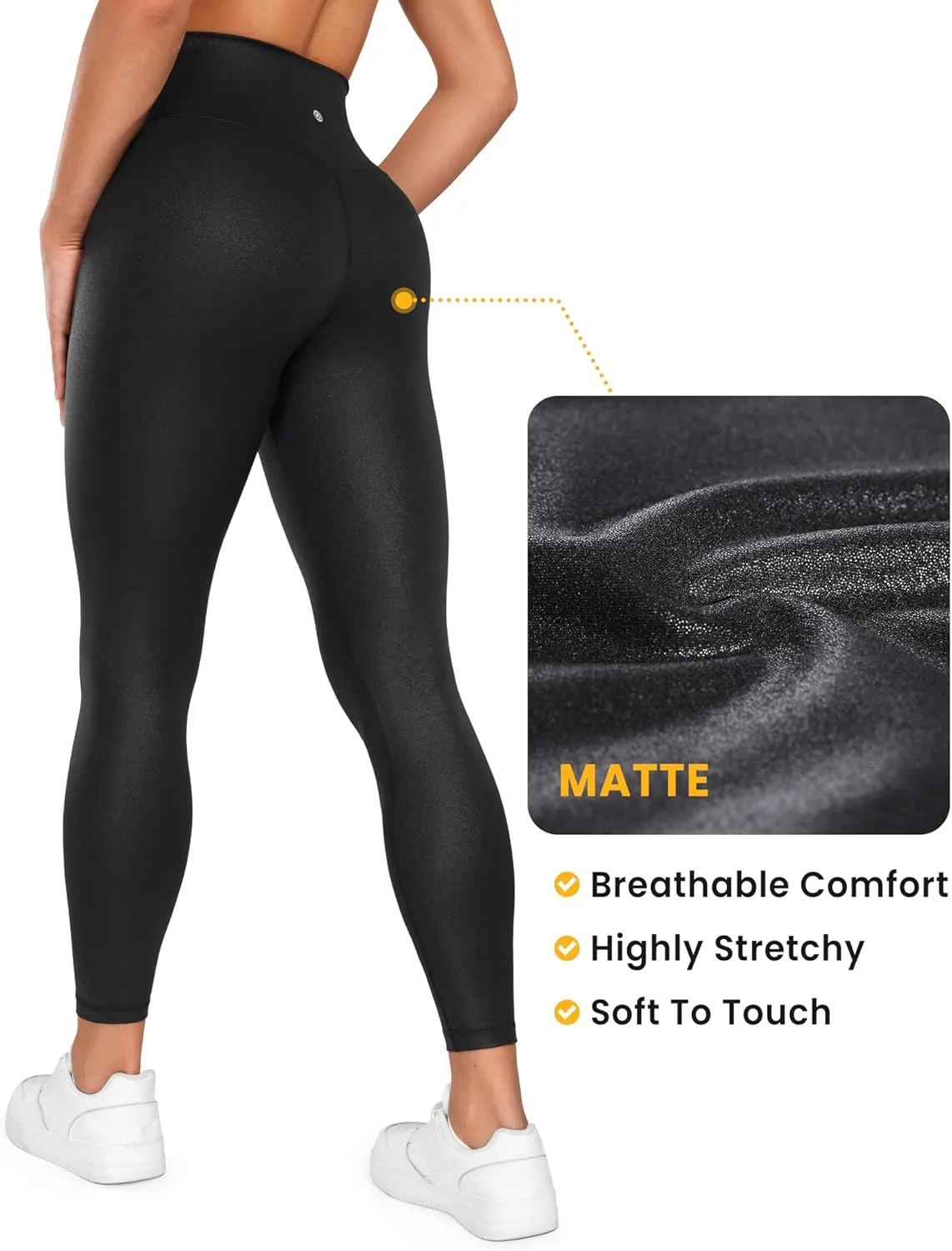 CRZ YOGA Womens Butterluxe Matte Faux Leather Cross Waist Leggings 25" - V Crossover High Waisted Lounge