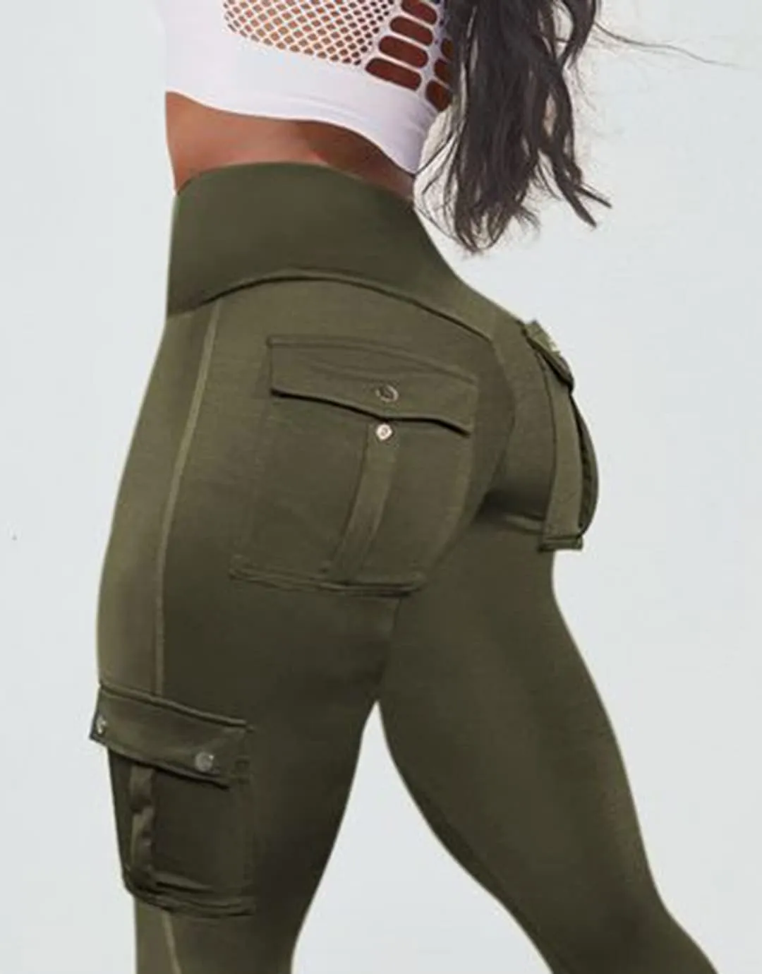 Flamingals Butt Lifting Leggings for Women High Waisted Workout Jeggings Cargo Leggings with Flap Pockets
