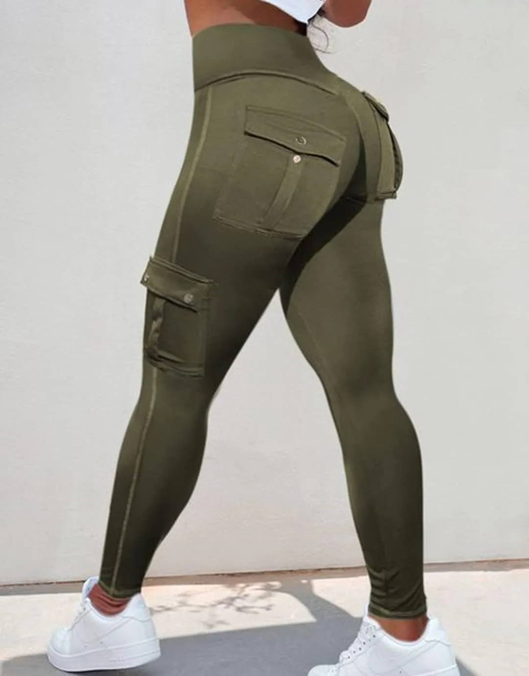 Flamingals Butt Lifting Leggings for Women High Waisted Workout Jeggings Cargo Leggings with Flap Pockets