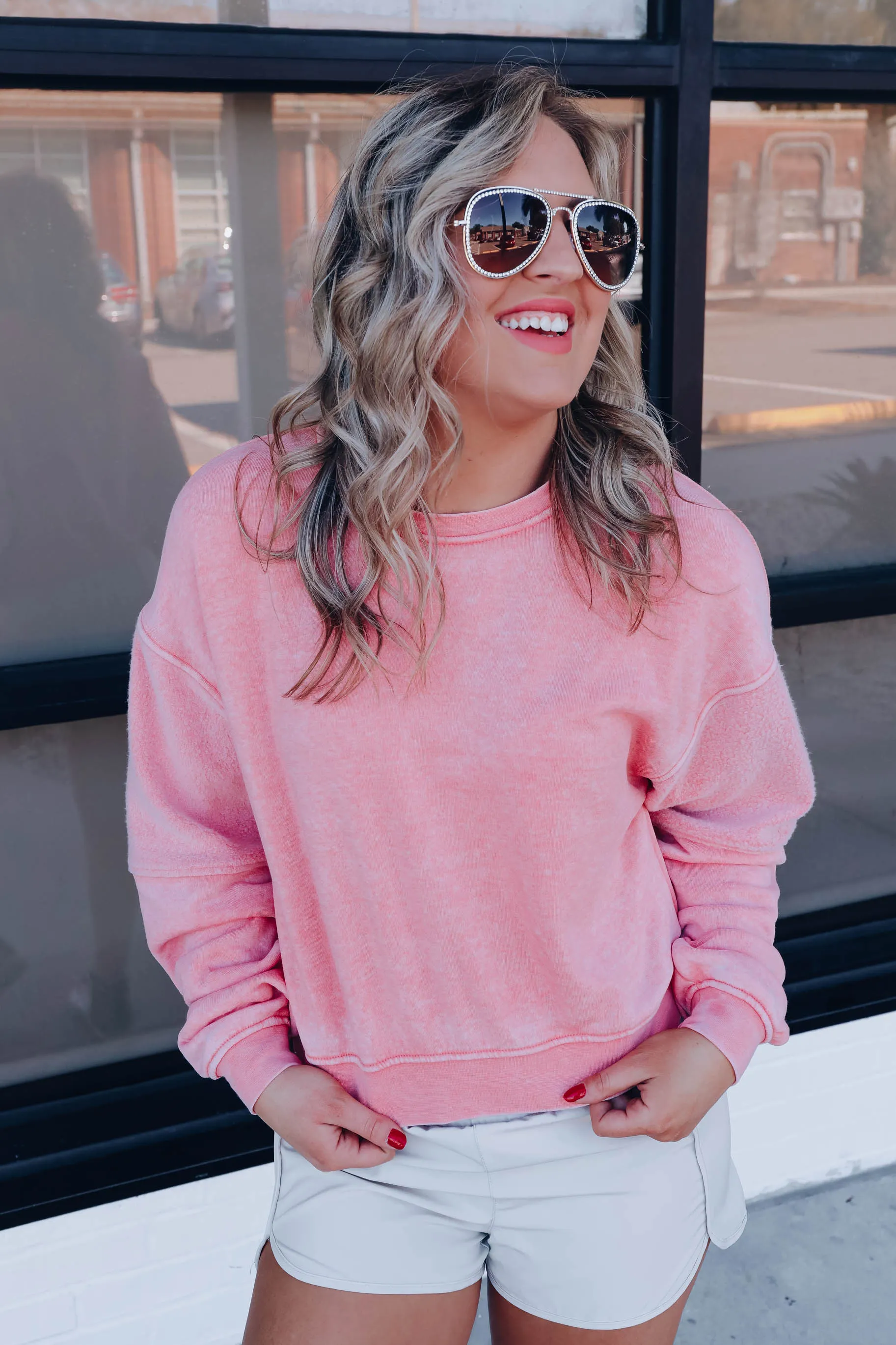 Fleece Contrast Cropped Sweatshirt