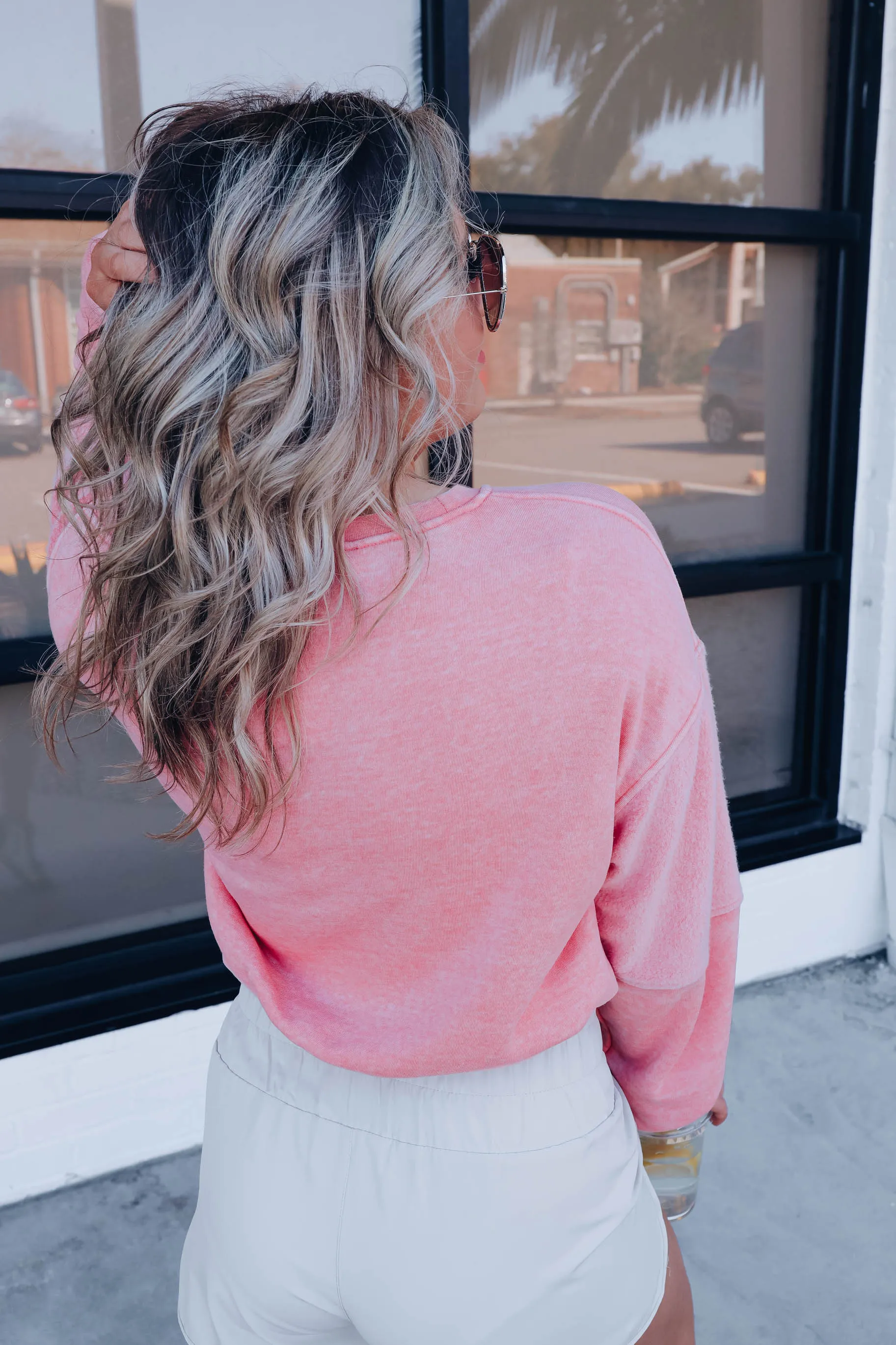 Fleece Contrast Cropped Sweatshirt