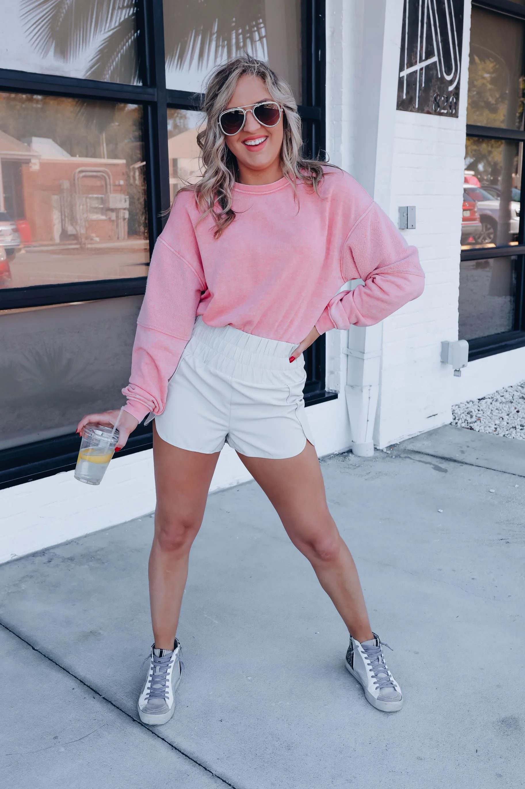 Fleece Contrast Cropped Sweatshirt