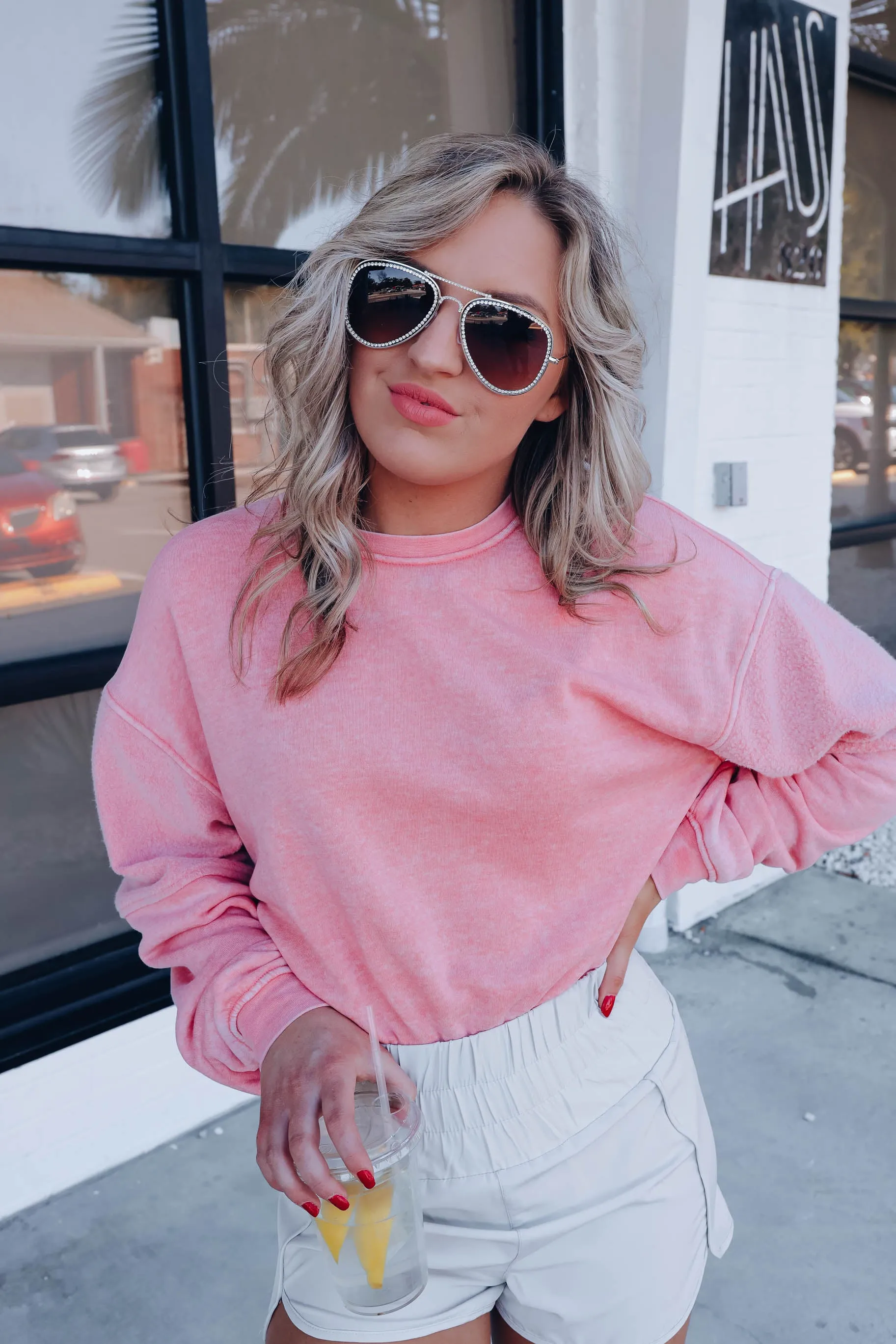 Fleece Contrast Cropped Sweatshirt