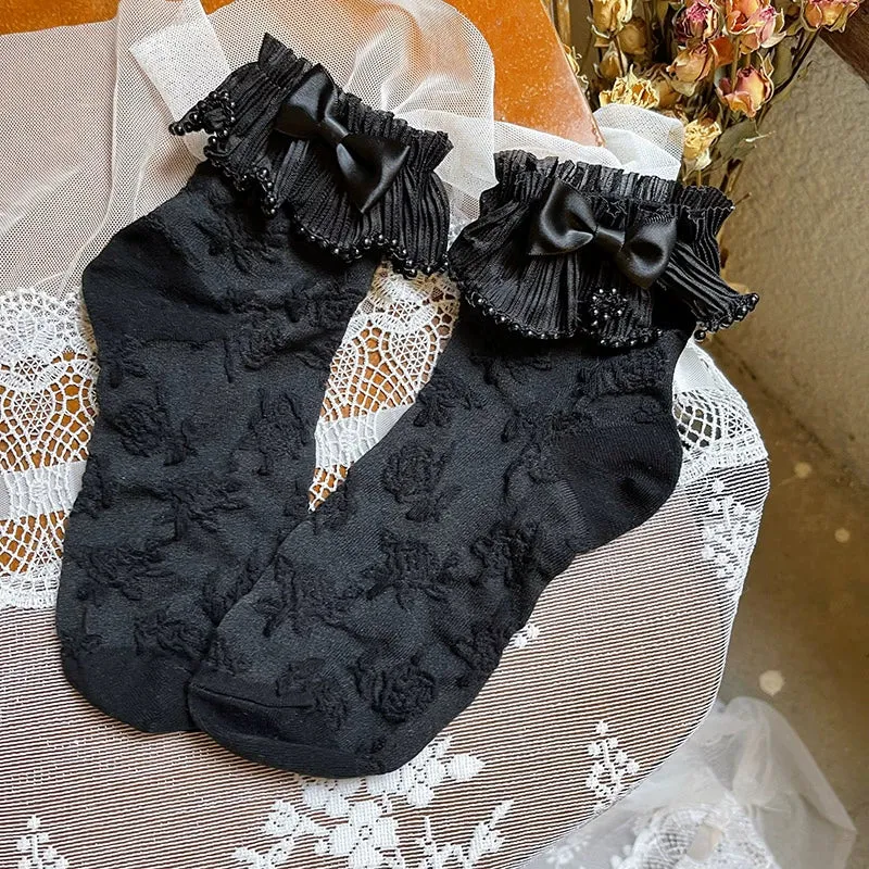 Floral Ruffled Ankle Socks
