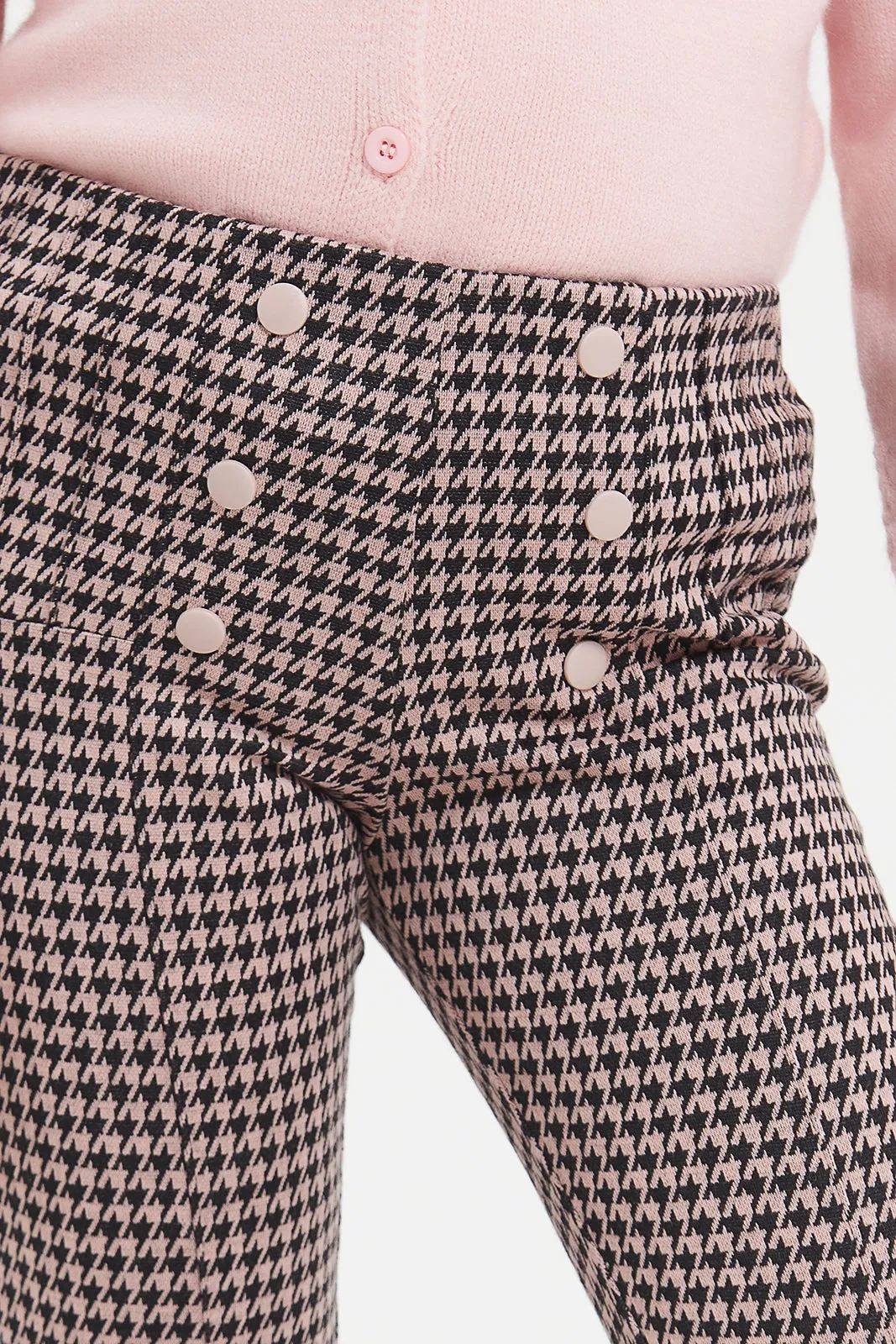 Girls Pink Embellished Check Pointe Leggings