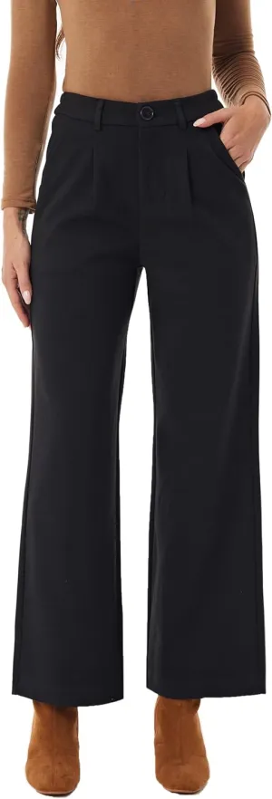 heipeiwa Women's Winter Fall Wool Blend Thick Warm Wide Leg Dress Business Casual Pants Trouser
