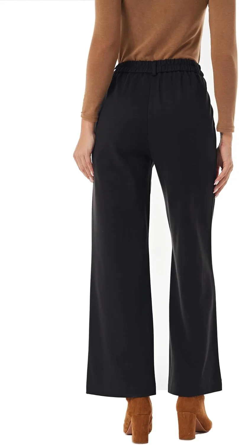 heipeiwa Women's Winter Fall Wool Blend Thick Warm Wide Leg Dress Business Casual Pants Trouser