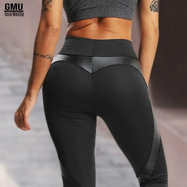 High-Waisted Honeycomb Heart Pattern Leggings