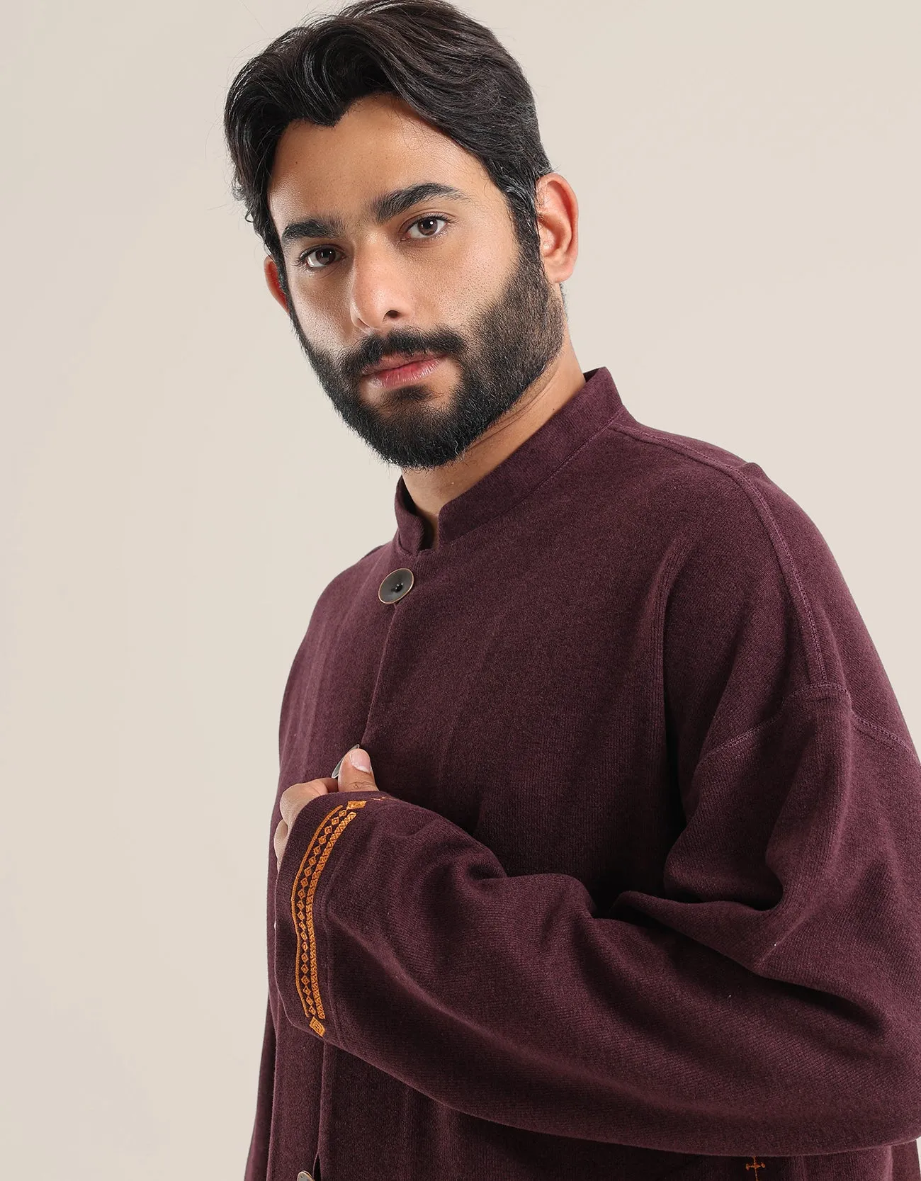 Jacket with stand up collar
