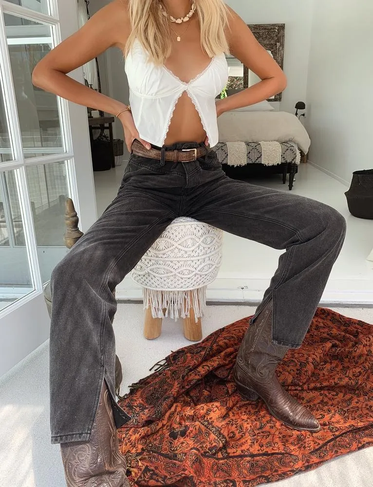 Joan Straight Leg Jean - Washed Black