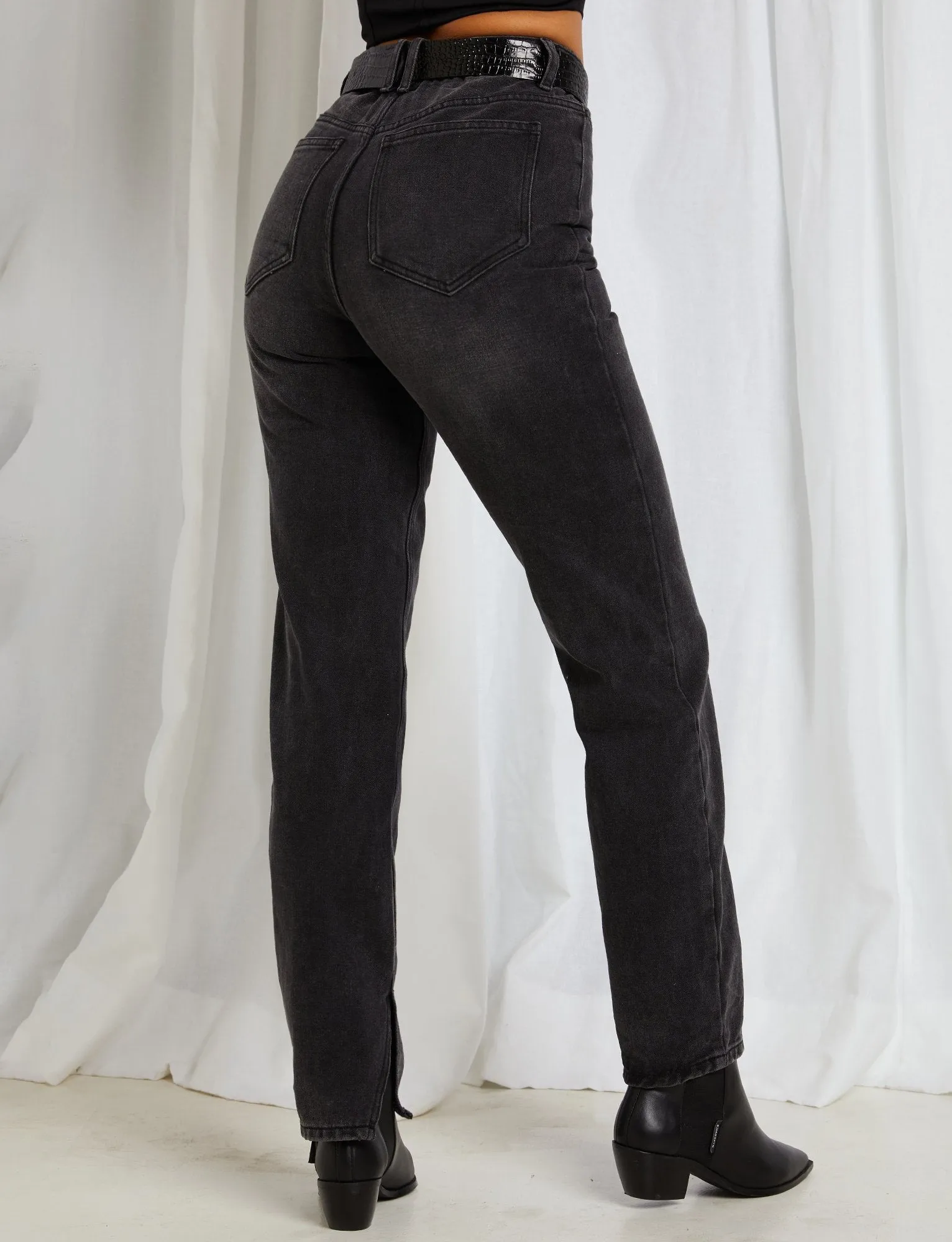 Joan Straight Leg Jean - Washed Black