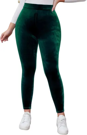 Kedera Women's High Waist Velvet Elastic Leggings Velvet Warm Yoga Pants Buttery Soft Velour Leggings
