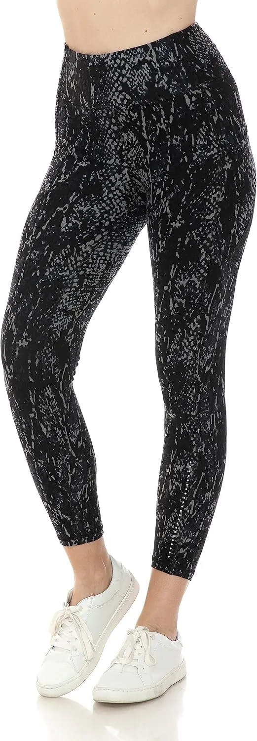 Leggings Depot Women's High Waisted Reflective Yoga Pants with Pockets Athletic Leggings