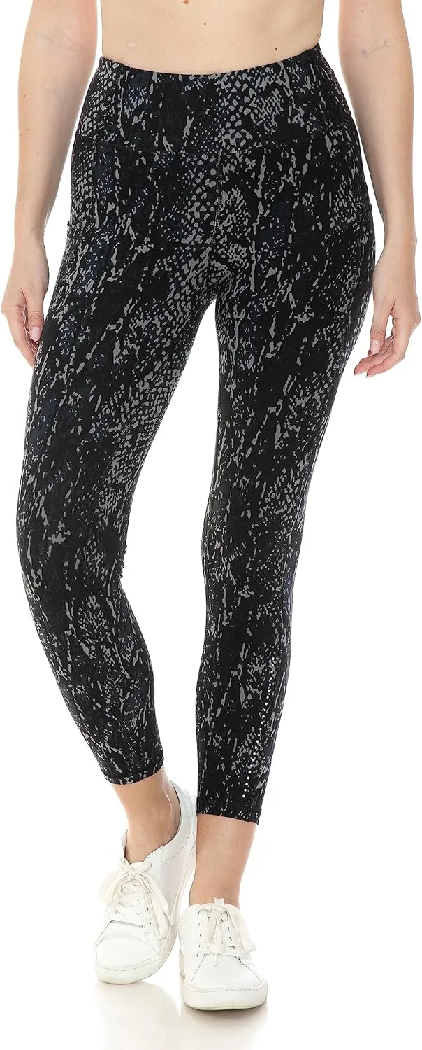 Leggings Depot Women's High Waisted Reflective Yoga Pants with Pockets Athletic Leggings