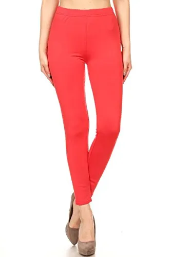 Leggings Depot Women's Popular Fleece Leggings Pants (L/XL, RED)