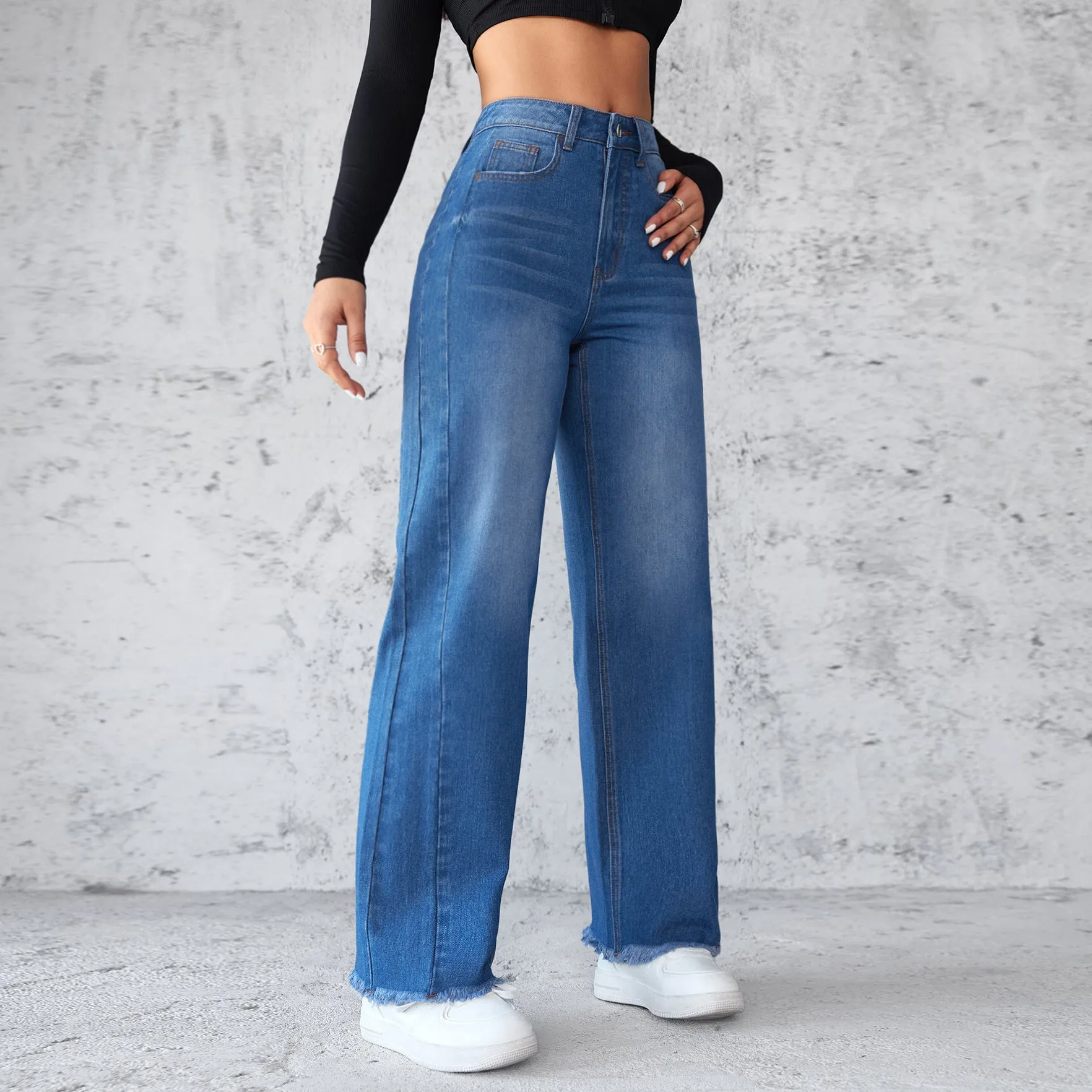 LovelyRLovely Women's Straight Wide-leg Jeans