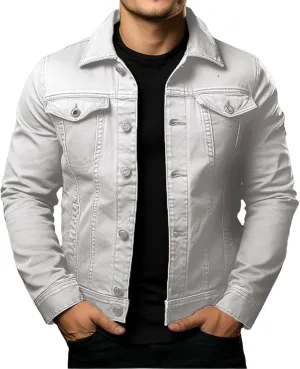 Mens Denim Jacket Lightweight Casual Lapel Button Down Cozy Shirts Jackets Fall Winer Cargo Jean Jacket with Pocket