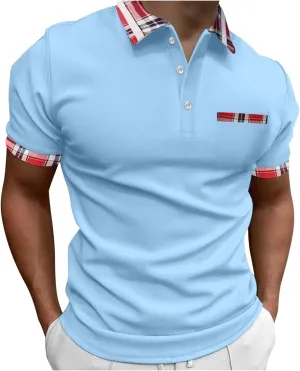 Men's Shirts Turn Down Collar American Flag Print Patriotic Shirts Slim Fit Short Sleeve Golfs Casual Tops for Men