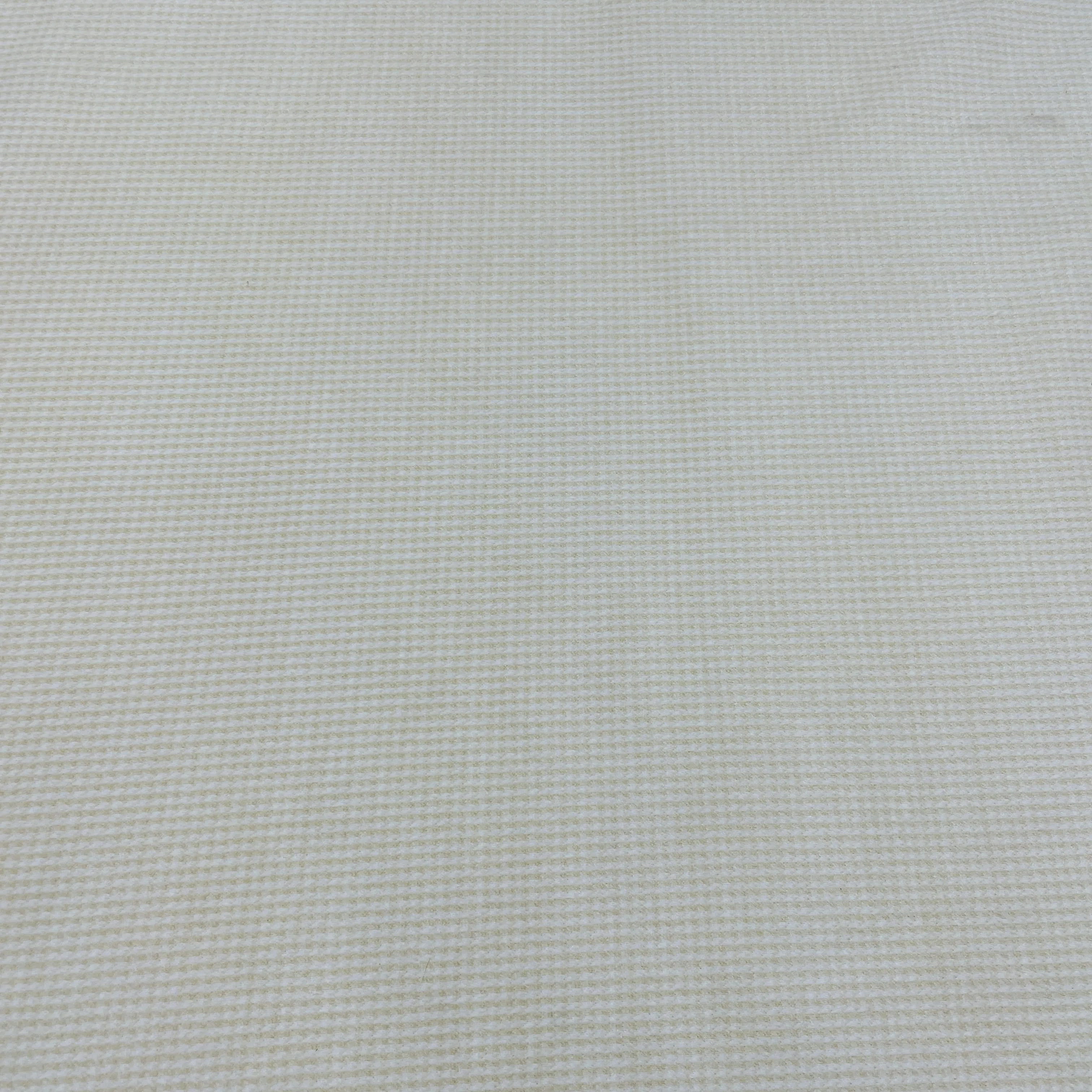 Off White Check Print Wollen Semi Lycra Fabric 1