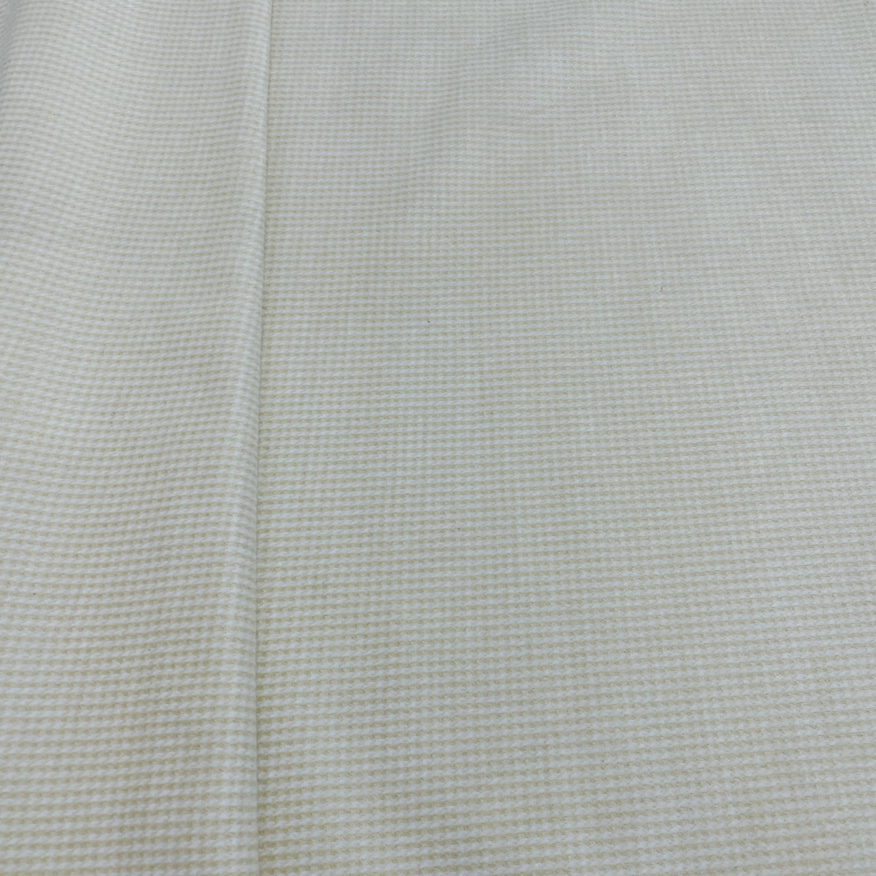Off White Check Print Wollen Semi Lycra Fabric 1