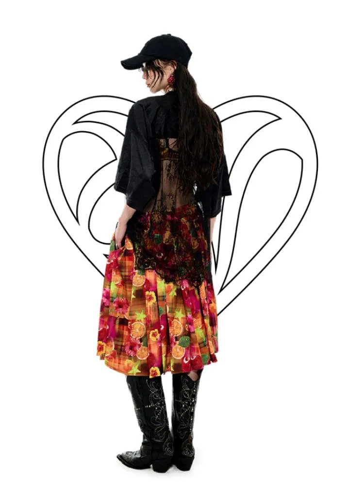 Rhinestone Sheer Lace Uniform T-Shirt【s0000009146】