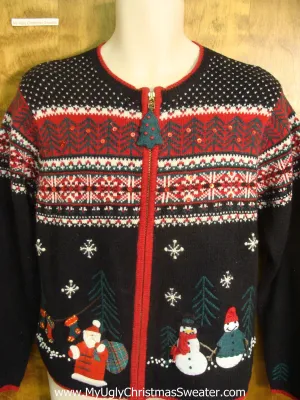 Snowman Friends and Santa Ugly Xmas Sweater