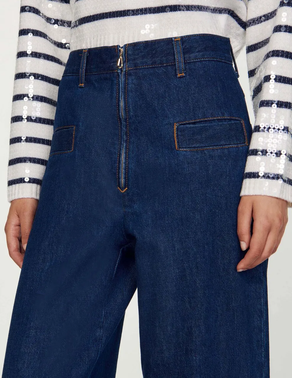 Straight-leg faded jeans