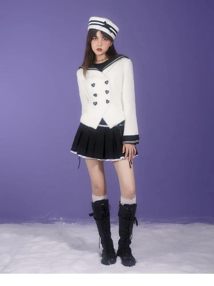Tweed sailor collar waist coat【s0000005045】
