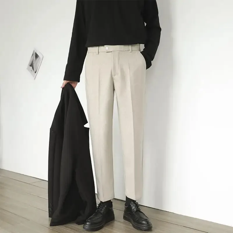 WIAOFELLAS -  Autumn Winter Men New Woolen Suit Pants Men Clothing Solid Slim Fit Formal Wear Pants Male Business Office Trousers W180