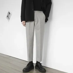WIAOFELLAS -  Autumn Winter Men New Woolen Suit Pants Men Clothing Solid Slim Fit Formal Wear Pants Male Business Office Trousers W180