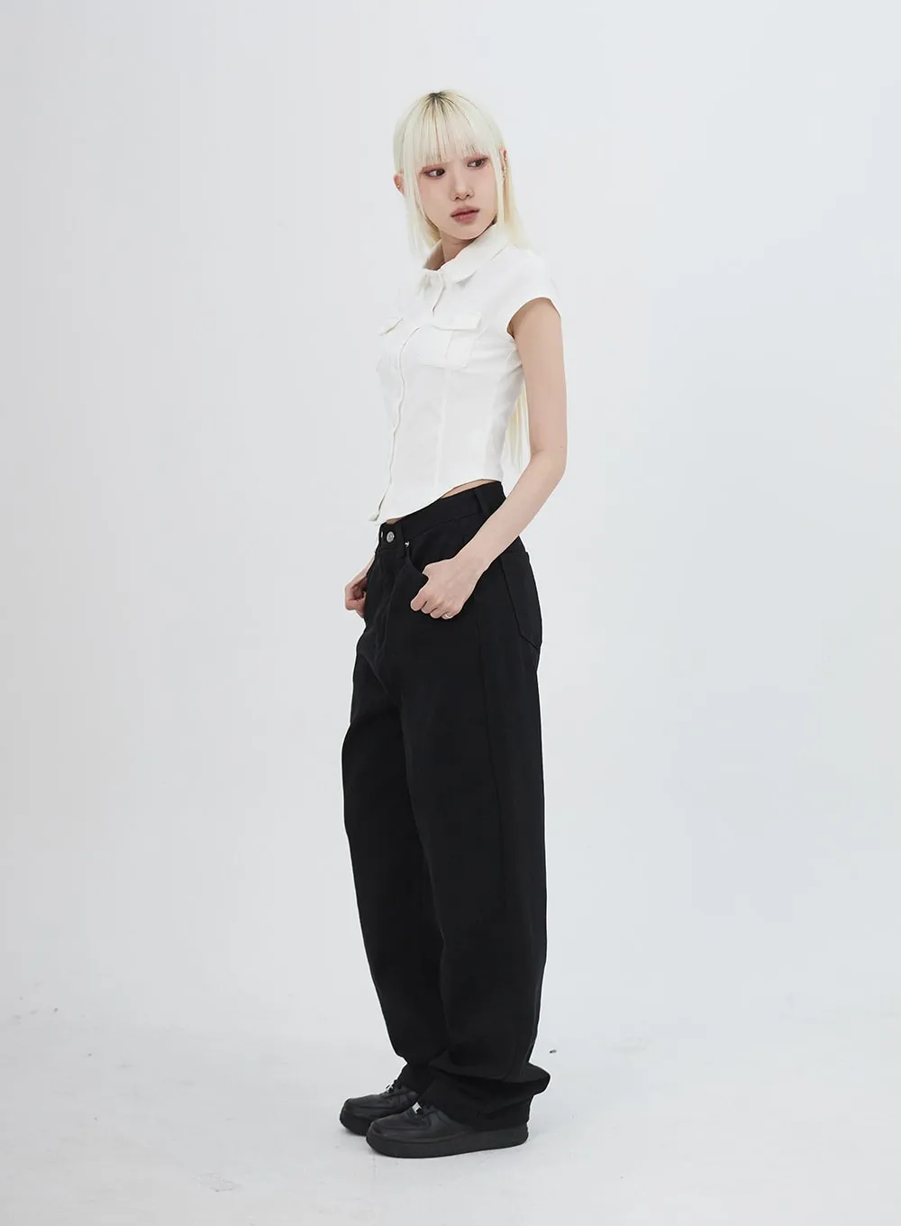 Wide Leg Cotton Pants IU313