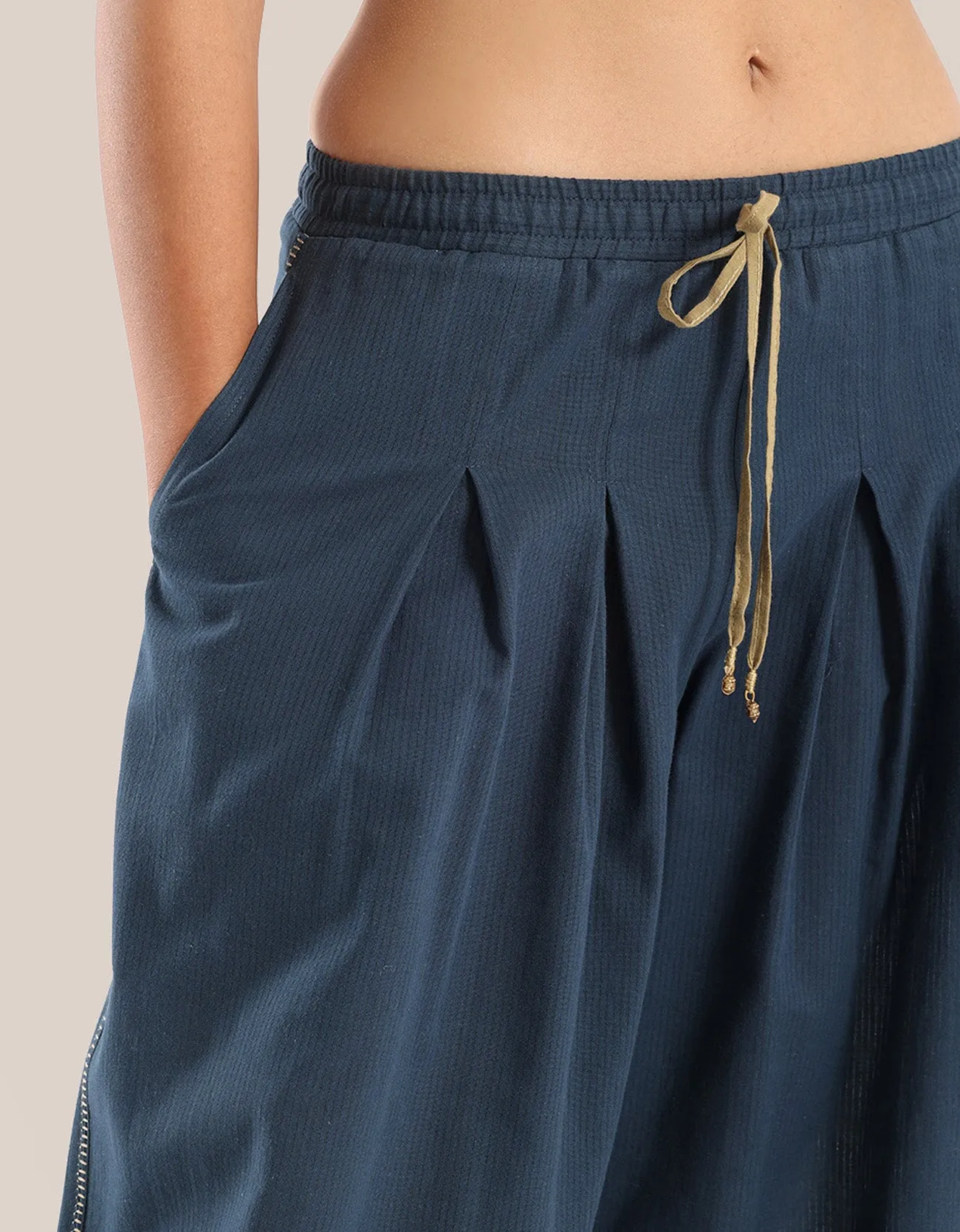 Wide leg pants with pleats on the front and back