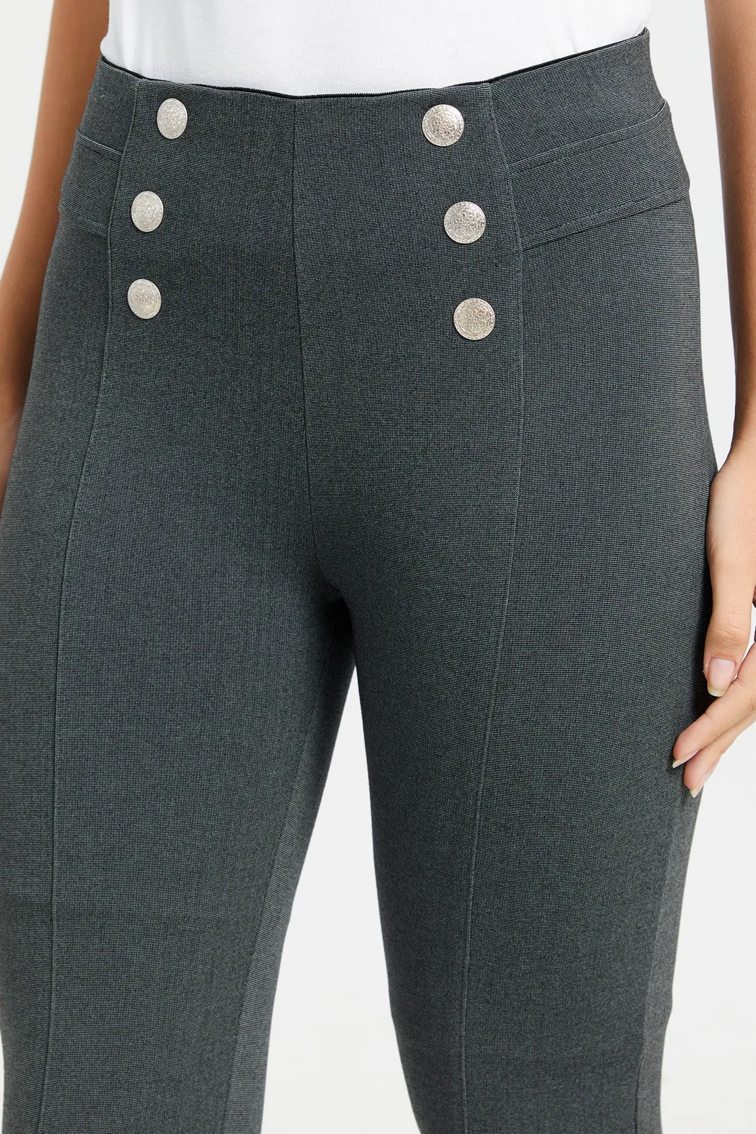 Women Charcoal Embellished Leggings