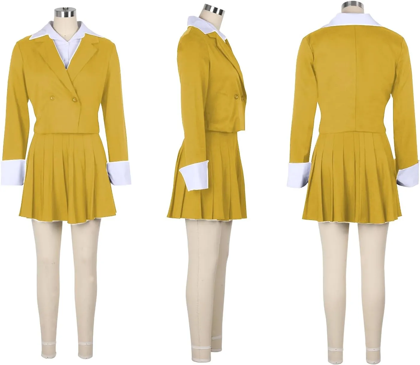 Womens Suits 2 Piece Set Casual Double Breasted Crop Jacket Blazer Top & High Waist Pleated Mini Skirt Sets
