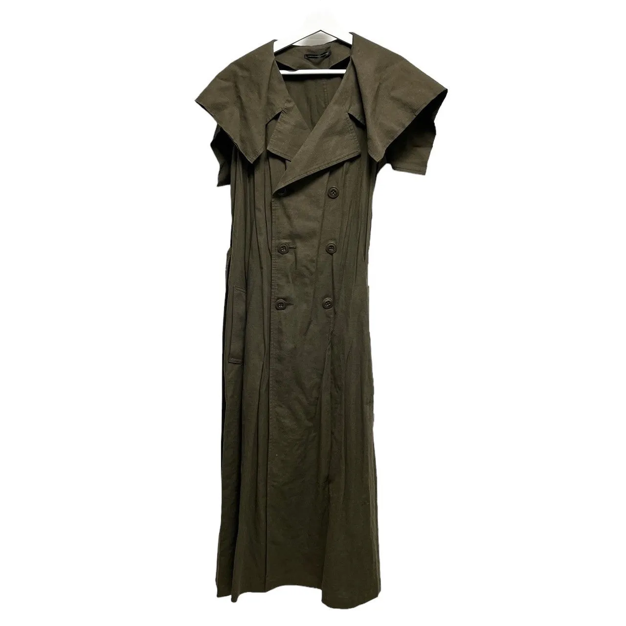 Y's ワイズ 24SS COTTON FLAX POPLIN SAILOR COLLAR COAT コットンリネンセーラーカラーノースリーブロングコート YS-C13-010